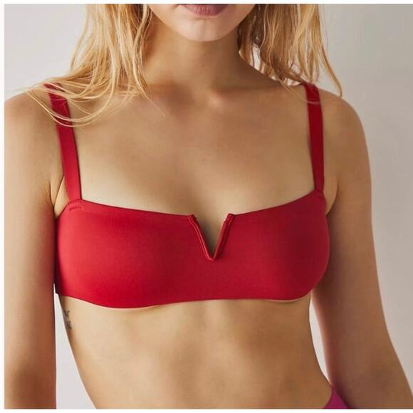 Intimately Free People Notched Lily Scuba Bralette in Red Size‎ Large  NWT - Picture 1 of 6